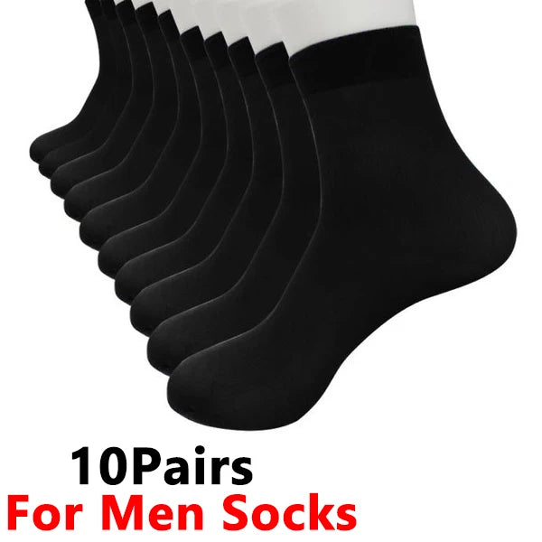 10Pairs Bamboo Men Ice Silk Socks Summer Spring Sports Socks Sweat Absorption Deodorant Thin Stripe Breathable Silk Long Sock.