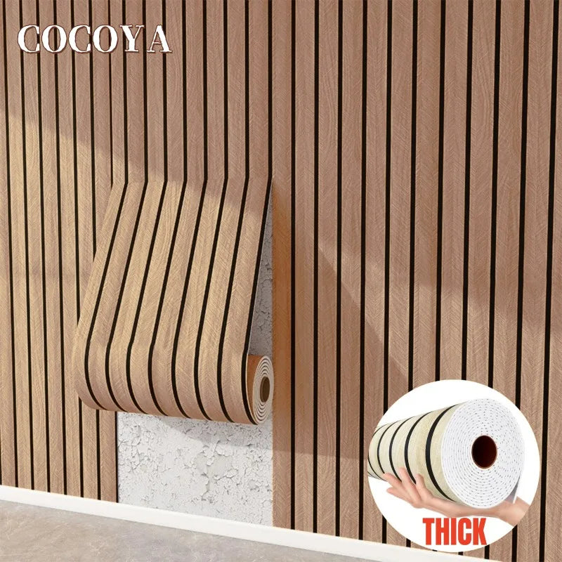 Faux Grille Wall Stickers Self Adhesive Wallpaper for Bedroom Walls Thick Foam Wood Grain Peel and Stick Wallpapers Home Decor