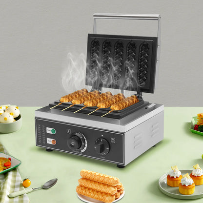 Five Compartments Waffle Stick Maker 1550W Home Corn Dog Waffle Maker with Indicator Lights Hot Dog Waffle Machine.