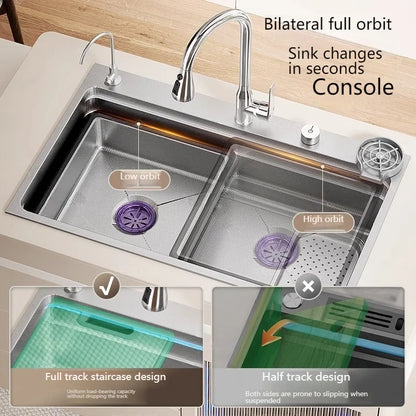 304 Stainless Steel Kitchen Sink Silver Large Single Slot  Multifunction Dishwashing Basin wash vegetables For Kitchen