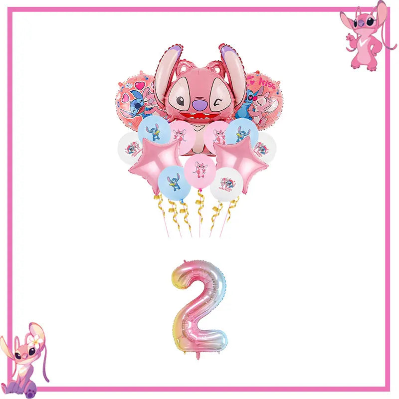 Disney Rosa Stich Geburtstag Party Dekorationen Geschirr Set Tischdecke Hintergrund Banner Für Kinder Geburtstag Dekorationen Lieferungen