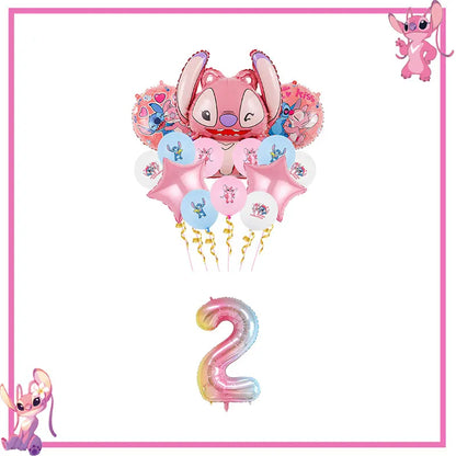 Disney Rosa Stich Geburtstag Party Dekorationen Geschirr Set Tischdecke Hintergrund Banner Für Kinder Geburtstag Dekorationen Lieferungen