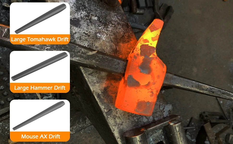 Blacksmith Drifts Kit Großer Hammer Tomahawk Maus Axt Drifts Hammer Eye Drift Tool Kit für Blacksmith Knifemakers