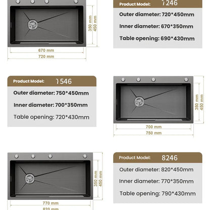 Kitchen Sink Stainless Steel Rice Grain Pattern Multifunctional Wear and Stain Resistant Large Single Slot Wash Dish Basin