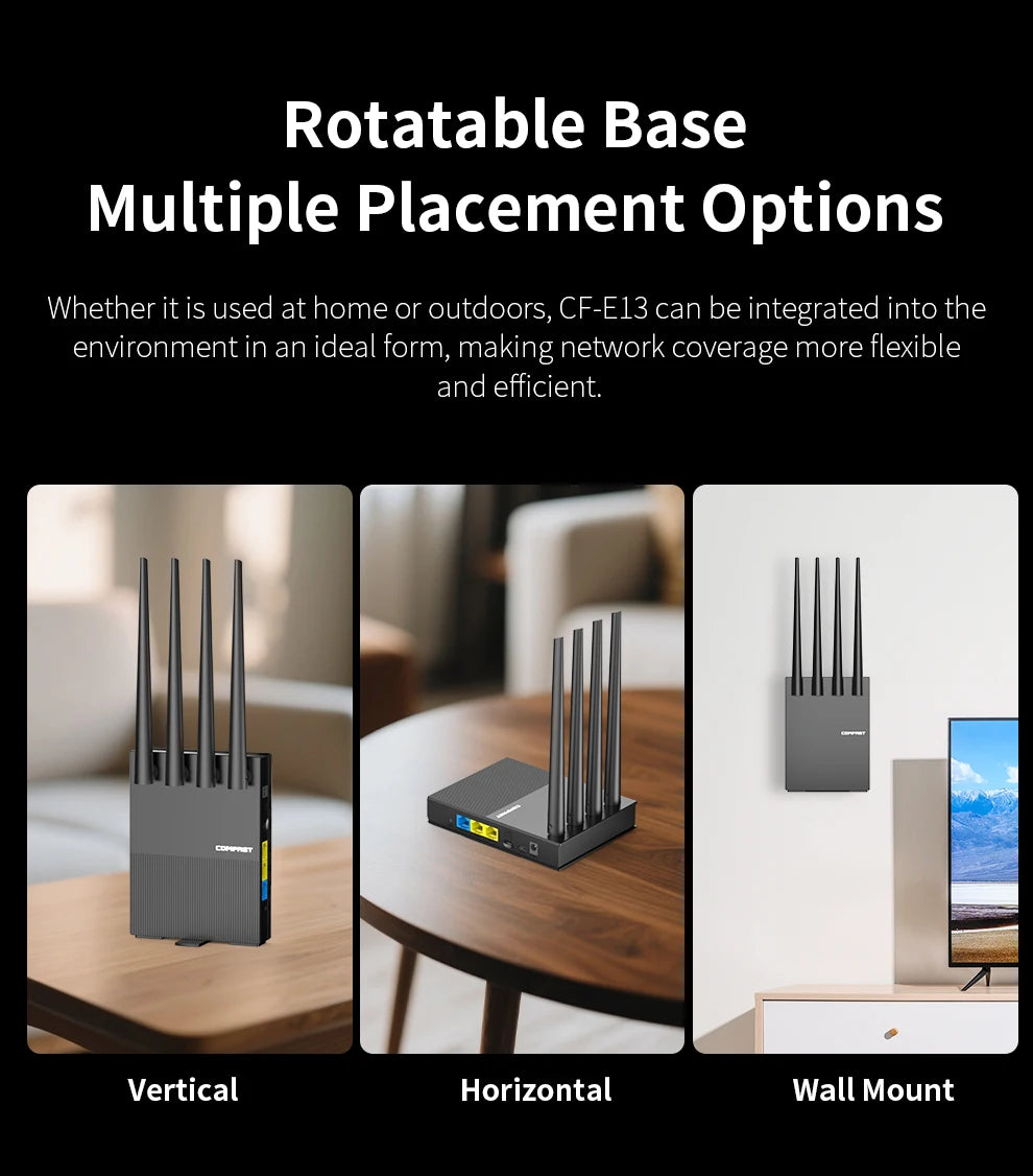 comfast WiFi6 4G LTE Cat.4 SlM Card wireless Router 300Mbps 2.4G 4 Antennas PlugPlay  Outdoor Portable Internet wireless Router.