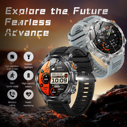 LIGE 2025 New 1000mah Smart Watch Men AMOLED HD Display Sport Fitness LED Flashlight Bluetooth Call Smartwatch For HUAWEI XIAOMI.