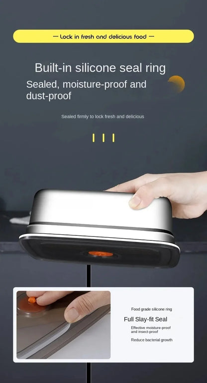 Stainless Steel Camping Lunch Box Sealed Leak-proof Bento Box Microwave Suitable Large Capacity Refrigerator Freezer Storage Box.