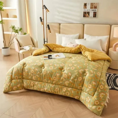 Home Textiles Comforter Stitch Printed Velvet Quilt Comforter Throw Blankets for Beds Winter Thicken Warm Quilt Core Bedding 이불.