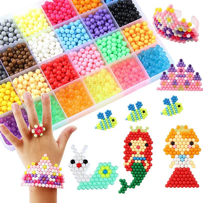 DIY Water Spray Magic Sticky Beads Toy Set Children's Handmade Puzzle Craft Kit Sensory Crystal Beads Kids Art Educational Gifts.