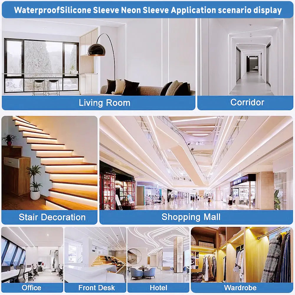 IP67 Waterproof Flexible LED Neon Silicone Light Tube for WS2812B WS2811 5050 RGB 5mm 8mm 10mm 12mm PCB Light Strip.