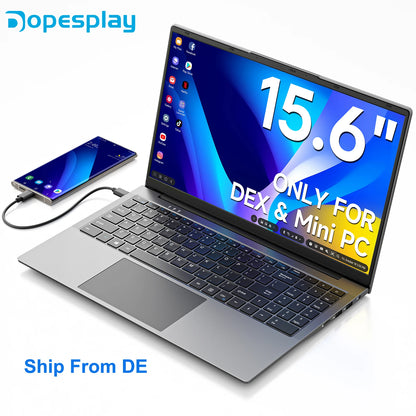 Dopesplay 15.6 inch Portable Lapdock Monitor For Samsung DeX with Keyboard Battery FHD External Screen For Phone Mini PC Laptops.