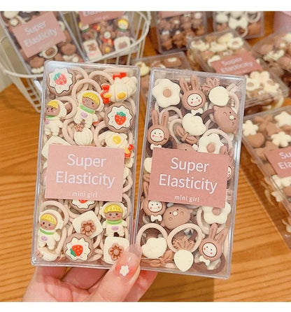 Coffee Color Children's Cute Cartoon Hair Rope Baby Thumb Loop Does Not Hurt Rubber Band Headwear Baby Tie Head  Small Pull.