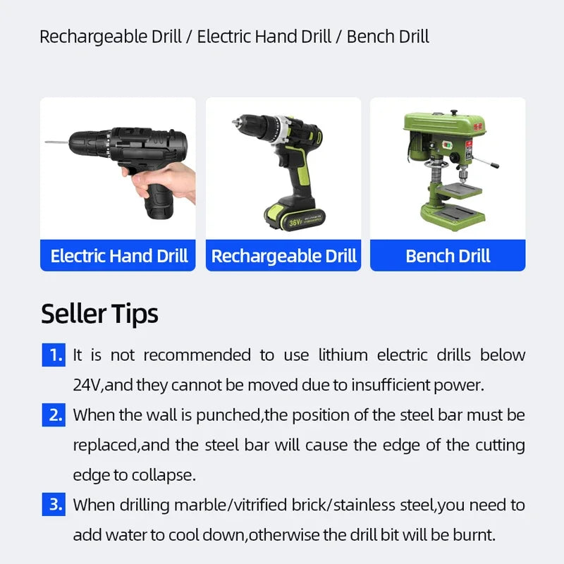 Kreuz-Sechskant-Fliesenbohrer für Glas, Beton, Keramikfliesen, Lochöffner, Tunstenkarbid, Hartmetall-Bits-Set, Werkzeuge, 3, 4, 5, 6, 8, 10, 12 mm