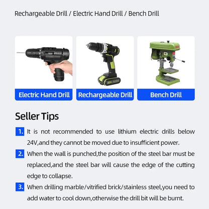 Kreuz-Sechskant-Fliesenbohrer für Glas, Beton, Keramikfliesen, Lochöffner, Tunstenkarbid, Hartmetall-Bits-Set, Werkzeuge, 3, 4, 5, 6, 8, 10, 12 mm