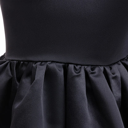 Kinder Kleider für Mädchen Vintage Schwarz Satin Prinzessin Kleid für Kinder Konzert Performance Hochzeit Geburtstag Zeremonie Abendkleid.