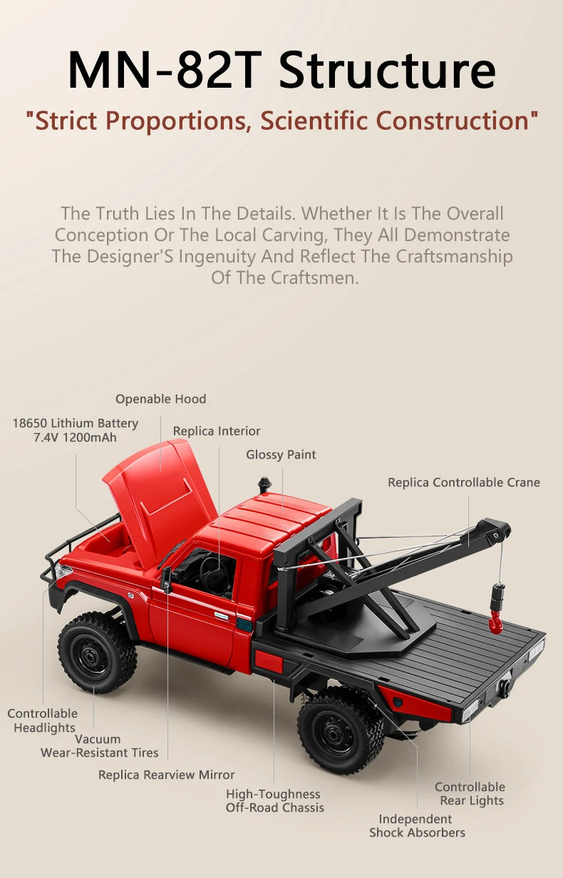 MN82S RC Crawler 1/12 Full Scale LC79 RC Pickup Short Truck 4WD Remote Control Climbing Off-road Car Toys for Kids Adults Gifts