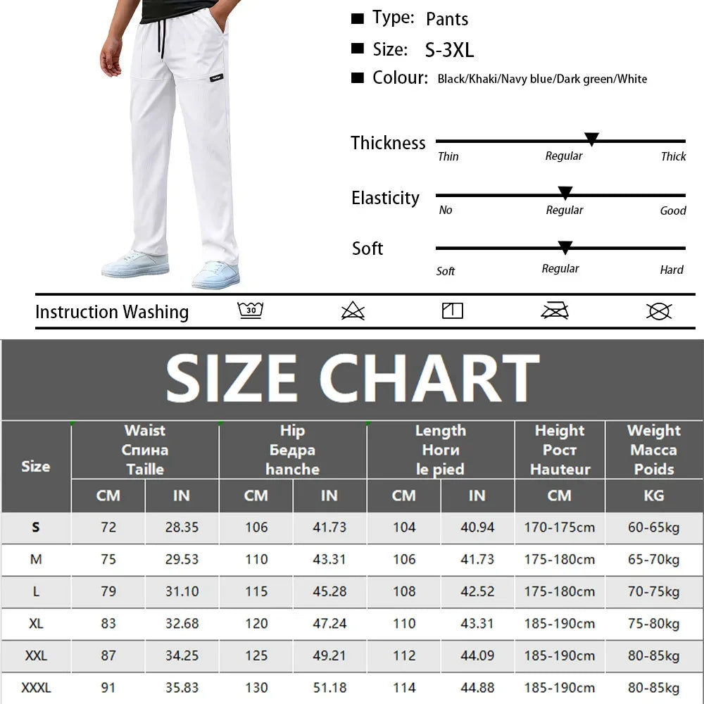 Men's Casual Pants Breathable Loose Sports Sweatpants Solid Color Running Straight Long Pants Outdoor Workout Joggers Streetwear.