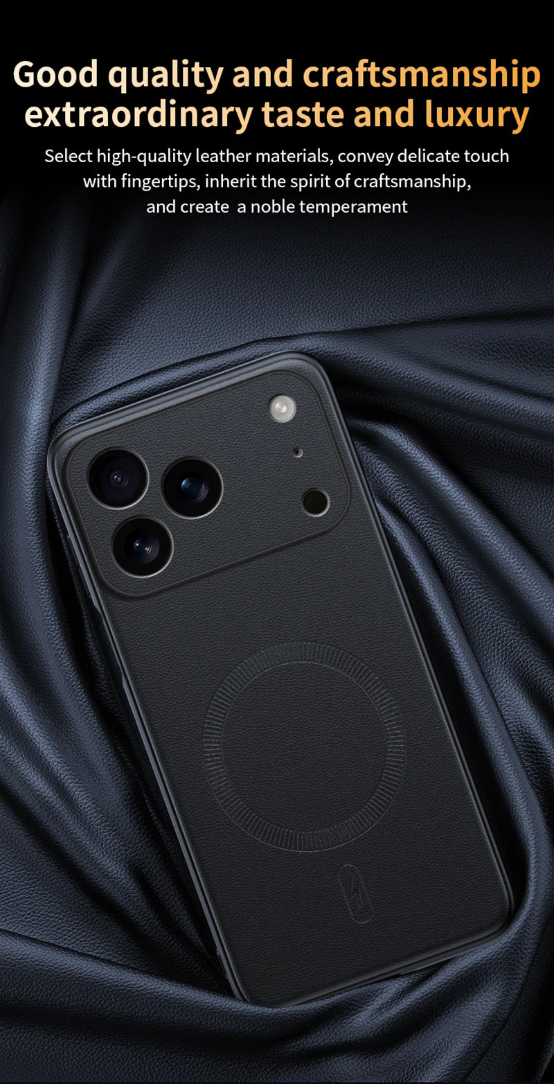 For Iphone 17 Pro Case Magnetic Leather Shield Cover For Iphone 17 Pro Anti-Fingerprint Non-Slip PC+TPU.