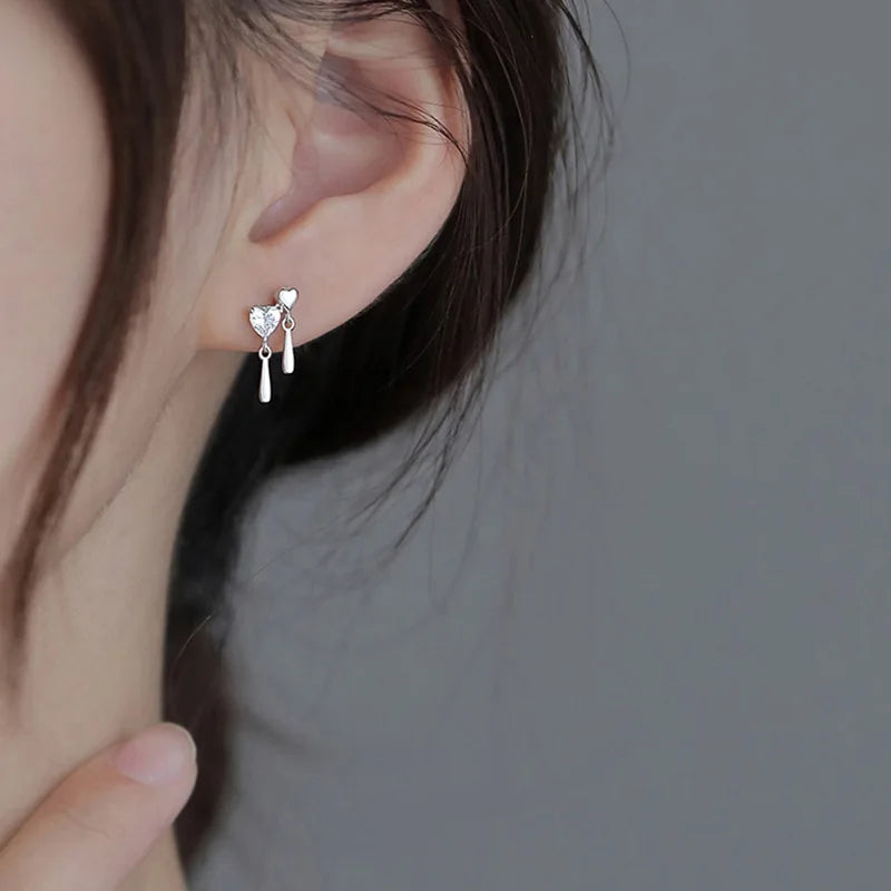 Korean Cute Ear Piercing Water Drop Earrings for Women Crystal Short Tassel Hypoallergenic Female Earrings Party Jewelry Brincos.