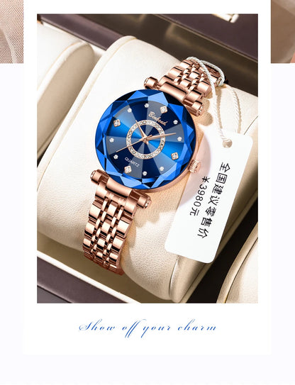 BINBONDN10 Women's Watches Elegant Fashion Original Quartz Watch for Lady Heart of the Ocean Design Waterproof Luminous Diamond.