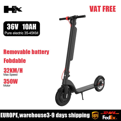 HX X8 Powerful Electric Scooter 350W 10AH 36V Removable battery EScooter Foldable 10.0 inch Wheel Self-Balance E Scooter
