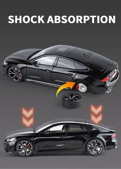 1:18 Key Remote Control Version AUDI RS7 Alloy Sports Car Model Diecast Metal Racing Vehicle Car Model Sound Light Kids Toy Gift.