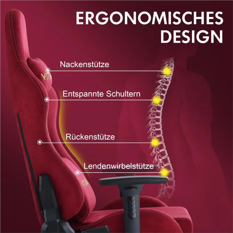 Kitinjoy Gaming-Stuhl für Erwachsene mit Fußstütze, ergonomischer Bürostuhl, Schreibtischstuhl mit Lendenwirbelsäule, neuer bequemer Bürostuhl für Erwachsene