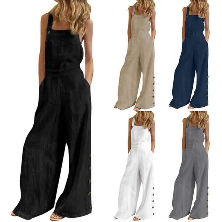 Evening Dresses Outfits Women'S Sleeveless Overalls Jumpsuit Casual Solid Summer Wide Leg Bib Pants Vestidos Verano Moda 2025.