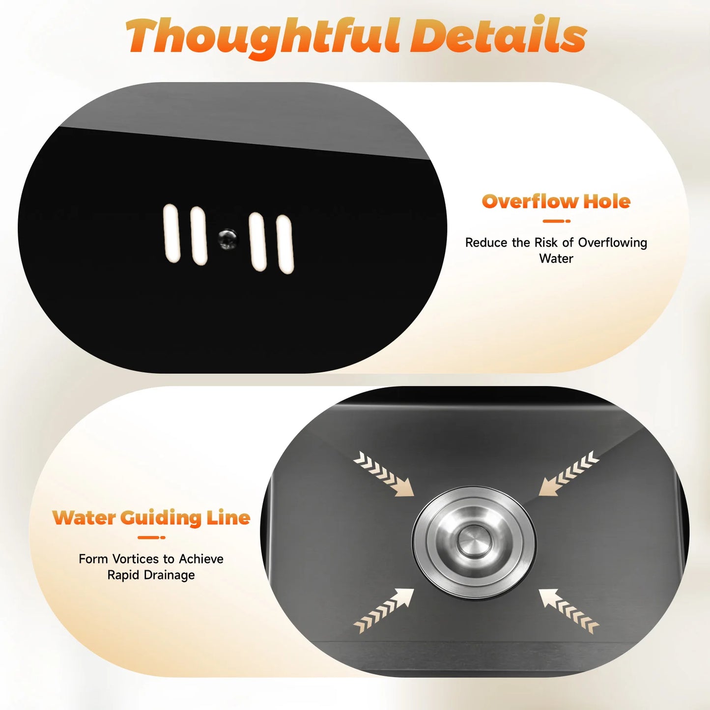 [Edelstahlspüle] Moderne Küchenspüle aus Edelstahl – Edelstahl – für die Küche – langlebig, elegant