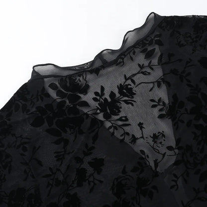 Autumn New Fashionable Chiffon Slim Fit Ruffle Trumpet Sleeve Shirt for Women