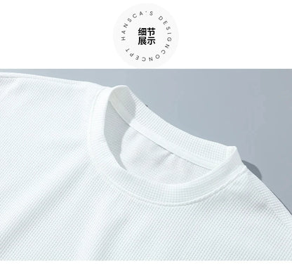 Summer fitness jogging loose sportwear set men's solid color short-sleeved casual T-shirt + shorts breathable two-piece set.