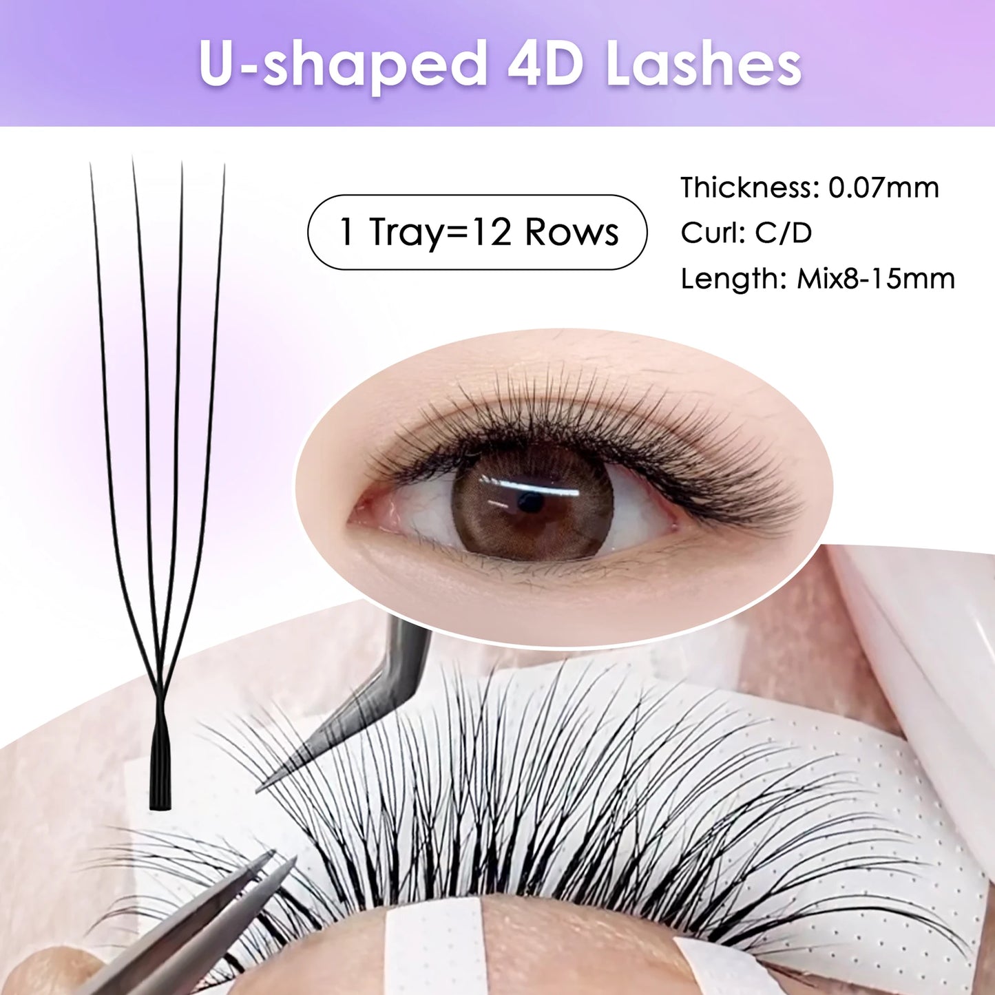 SEEDEW U Shaped 2D/3D/4D/5D Eyelashes Extension Premium Soft False Eyelashes Premade Fan U Lashes.