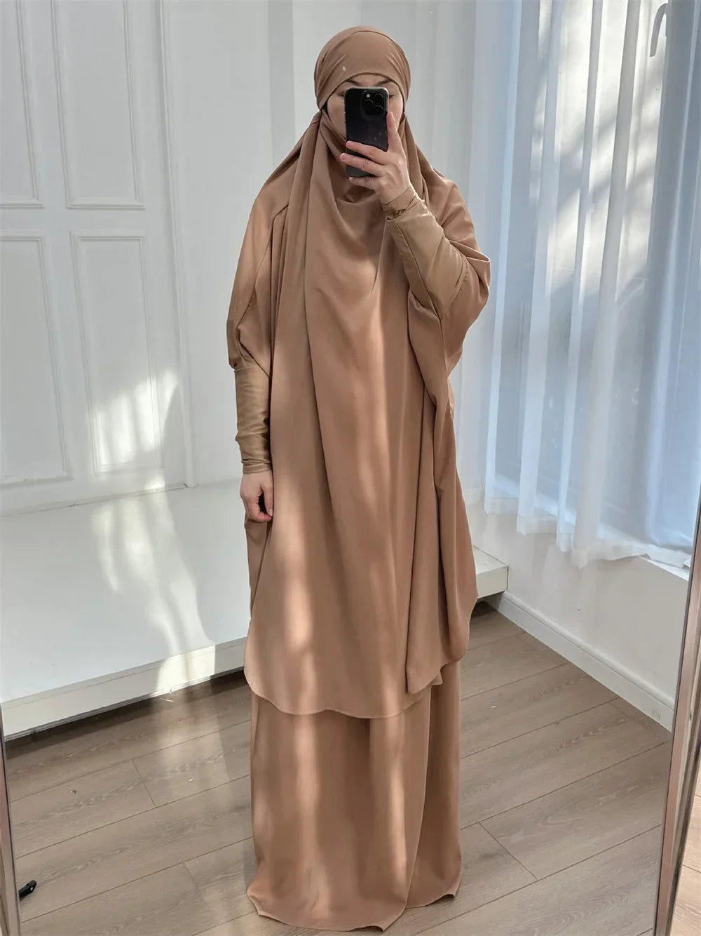 Autumn 2 Pcs Set Ramadan Eid Modest  Abaya Women Muslim Dress Hijab Kaftan Robe Femme Musulmane Islam Clothing Caftan Kebaya.