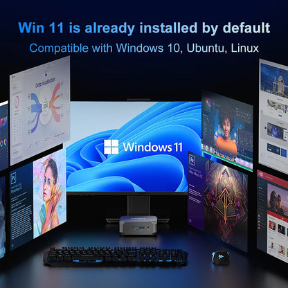 FIREBAT T2 Mini PC Intel N150 CPU Windows 11 DDR4 16GB RAM 512GB SSD WIFI5 BT4.2 Desktop Mini Computer For Work/Entertainment.