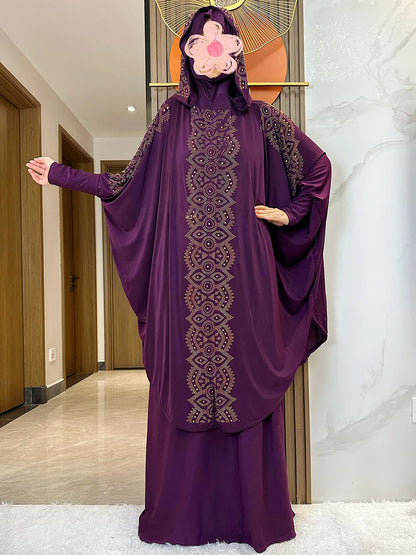New Two Piece Set Solid Jilbab Prayer Muslim Abaya Set Women Prayer Garment Dress Hijab Long Khimar Skirt Sets Islamic Ramadan