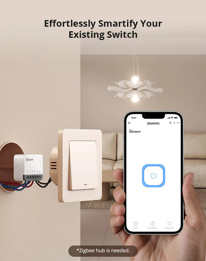 SONOFF ZBMINIR2 Extreme Zigbee Smart Switch Detach Relay Externer Schalter Fernbedienung über eWeLink, kompatibel mit Zigbee Hub.