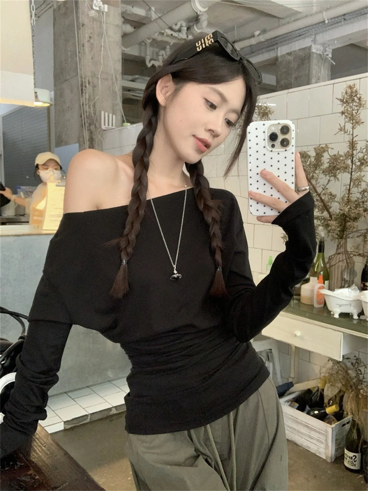 Women Sexy Off Shouder Tops 2025 Fashion New In Y2k Hot Girl Slim Long Sleeve Shirts Solid Autumn Spring Chic T-shirt Streetwear