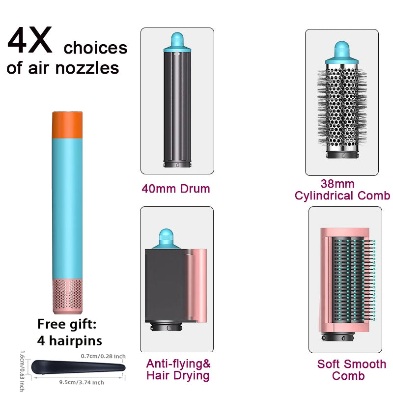 Professional 6IN1 1300W Multi-Functional Hair Styler - Dry, Straighten, Curl with Brush, Ideal for Salon & Home Use.