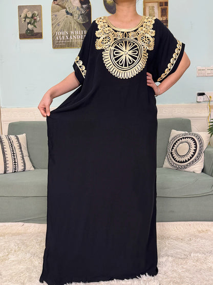 Muslimische Reine Abayas Für Frauen Dubai Baumwolle Applikationen Lose Fit Femme Robe Türkei Islam Traditionelle Kleider Mit Kopftuch Turban.