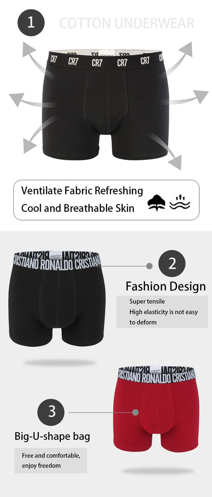 CRIIS SEVEN 7 Boxershorts für Herren, Cristiano Ronaldo, Basic-Unterwäsche aus Baumwolle, Herren-Badehose, Turnhose, bequeme Unterhose