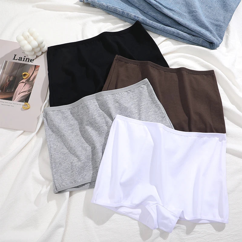 4PCS/Set Women Cotton Panties Sexy Low Rise Boyshorts Seamless Sports Boxers Female Comfortable Underwear Solid Color Lingerie.