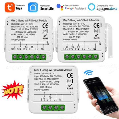 Tuya Smart WiFi Schalter 1/2/3 Gang Smart Home Licht Schalter Breaker Neutralleiter Erforderlich Remote App Timer Arbeit mit Alexa Google.