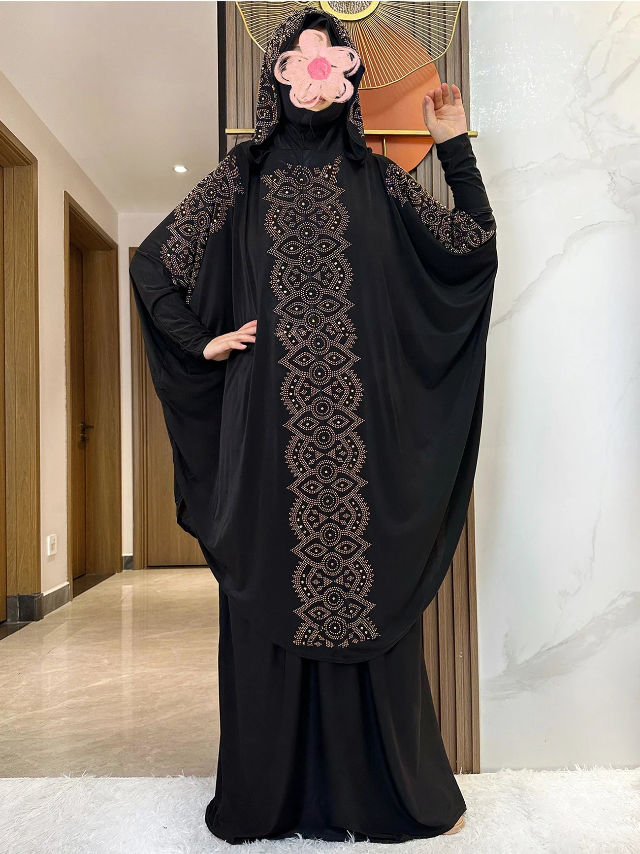 New Dubai Ramadan Muslim Women's Prayer Set Hooded Hijab With the Long Skirt Turkey-African Dubai Islam Lady Cloth Kaftan Abaya.