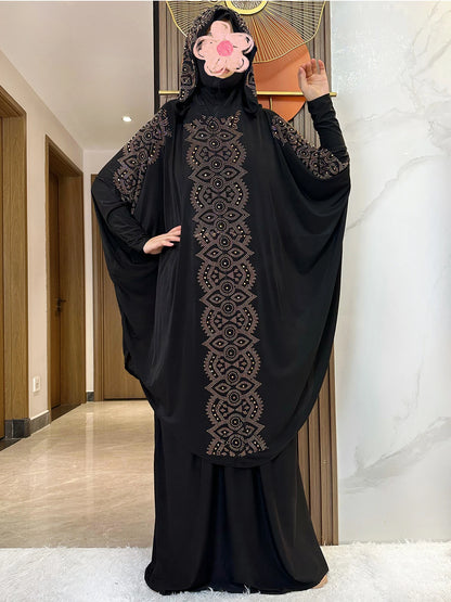 New Dubai Ramadan Muslim Women's Prayer Set Hooded Hijab With the Long Skirt Turkey-African Dubai Islam Lady Cloth Kaftan Abaya.