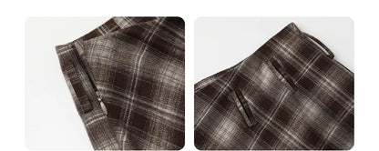 CHIC VEN Women Skirts A Line Retro Loose High Waist Irregular Color Plaid Frosted Half Body Long Ladies Skirt Winter 2025.