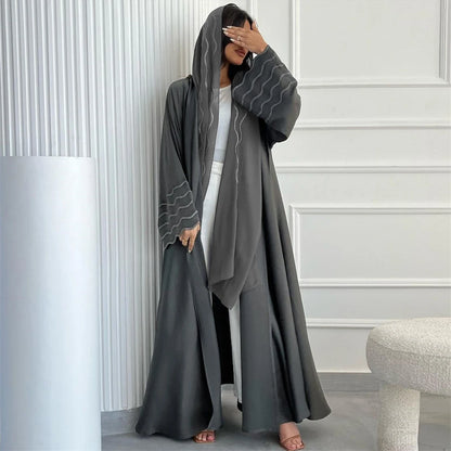 Ramadan Eid Women Coffee Dubai Khimar Abaya Damen Muslim Kimono Hijab Dress Set Kebaya Kaftan Djellaba Robe Femme Musulmane.
