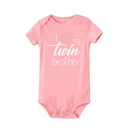 Zwillinge Säuglings-Body „I Love My Twin Sister Brother“ für Neugeborene, Jungen und Mädchen, kurzärmelig, Overall, Kleinkind-Kleidung, Baby-Geschenk-Strampler.