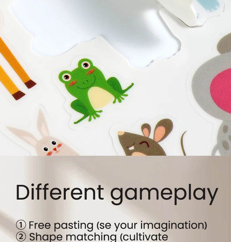 Kids' Reusable Castle Jelly Sticker Book Multi-Theme DIY Creative Jelly Stickers Portable Quiet Busy Book Montessori Sticker Toy.