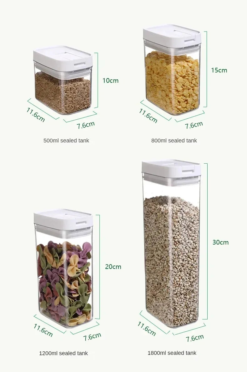 Clear Food Grade Plastic Storage Jar Airtight Seal for Kitchen Snacks Cereals Beans Kitchen Storage Organizer Kitchen Storage.