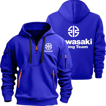 Kawasaki Logo Motorcycle Racing Team Men Half Zipper Hoodie Spring Autumn Male Sweatshirt 2025 New Sport Pullover Clothes.